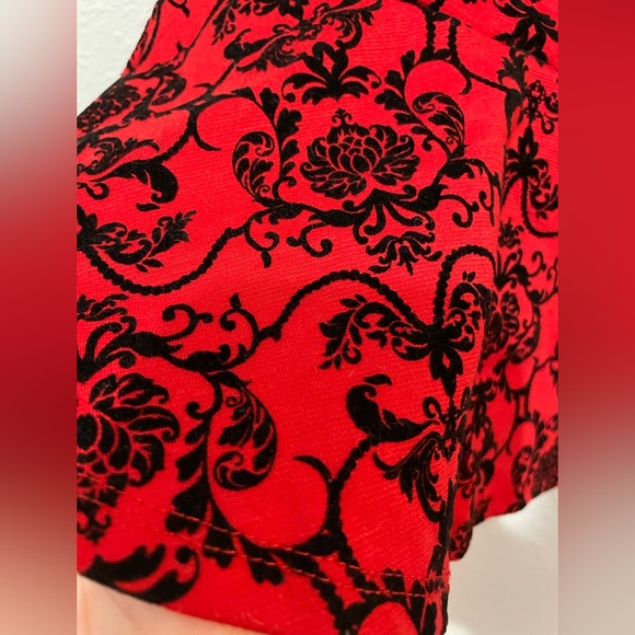 Bongo Peplum Top Juniors Large Red Black Floral Mesh Cut Out Back Whimsigoth - Picture 5 of 6